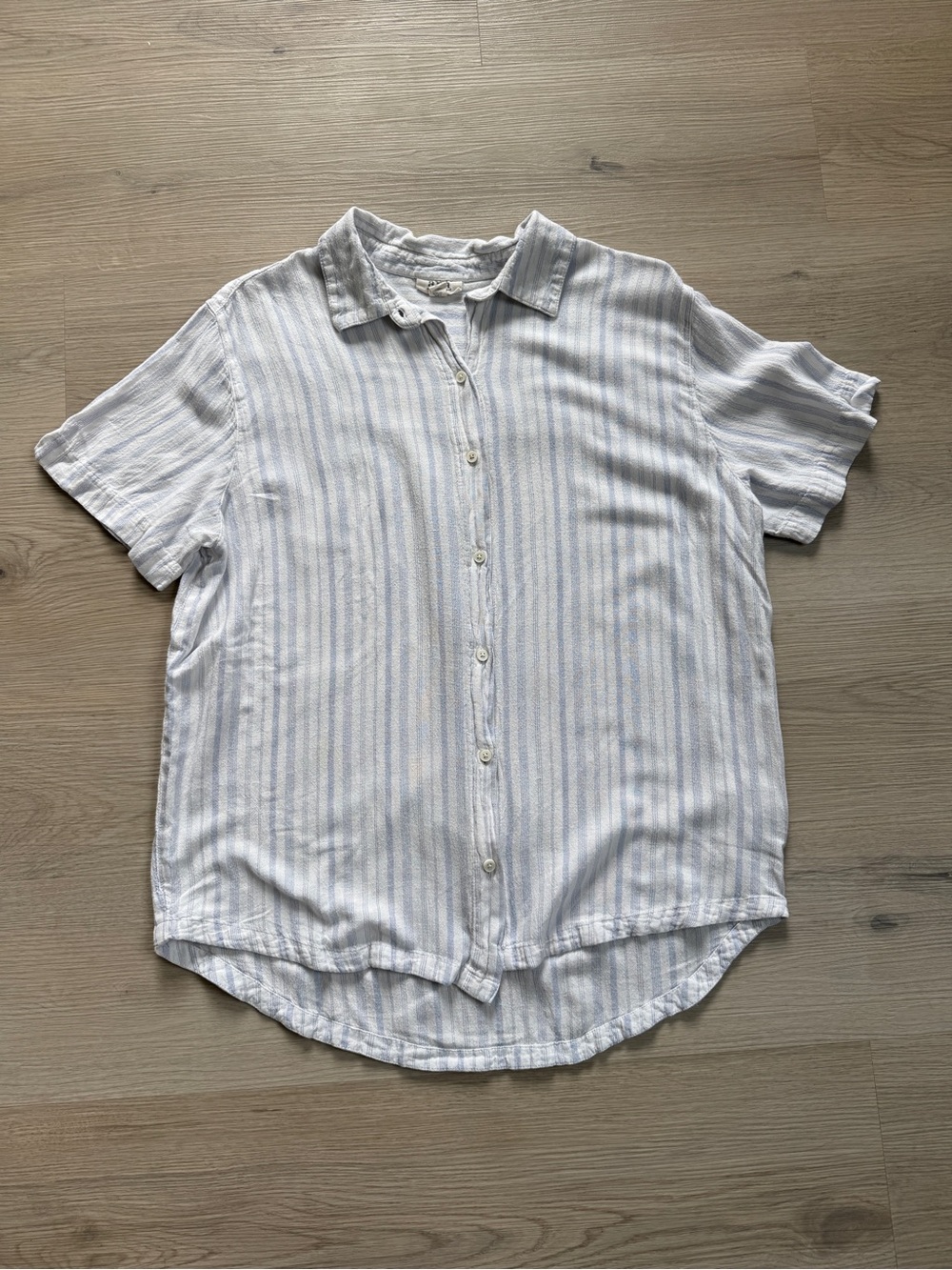 a.n.a White Button-Down Shirt with Light Blue Stripes